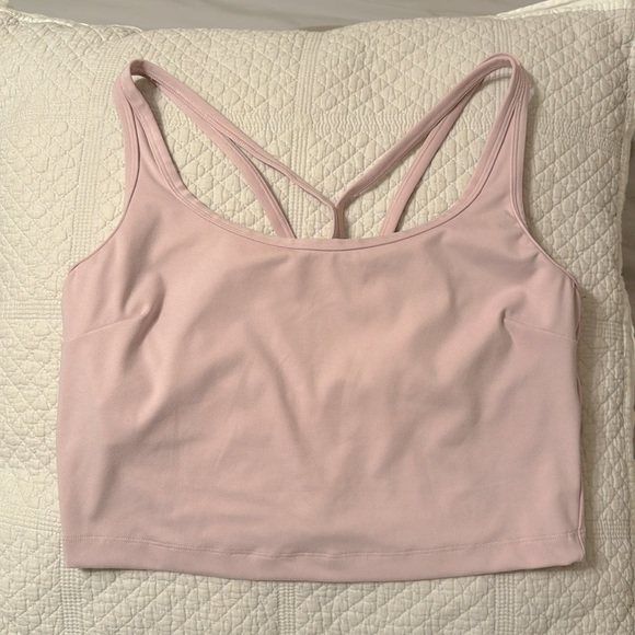 Light Pink Sports Bra Strappy Crop Top Target Workout Tank Criss Cross Straps - Picture 6 of 7